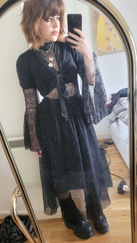 #goth #alt #hair #inspo #fashion #necklace #alternative #gothic #fits #outfit #ireland #dublin Goth Outfits Feminine, Cardigan Goth Outfit, Colourful Goth Outfit, Whimsi Goth Outfit, Eclectic Goth Fashion, Maximalist Goth Fashion, Summer Outfit Goth, Goth Picnic Outfit, Simple Goth Outfits For School