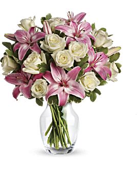 Always a Lady Bouquet - Teleflora Bokay Flowers, Pink And White Birthday, Roses Arrangements, Birthday Flower Delivery, Rose Belle, White And Pink Roses, Birthday Roses, Anniversary Flowers, Flowers Delivered