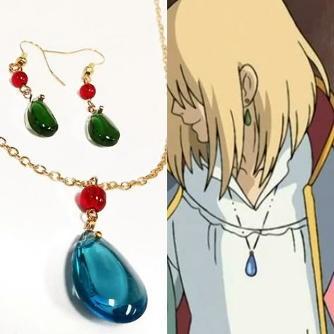 하울의 움직이는 성, Howl's Moving Castle, Anime Jewelry, Anime Accessories, Jewelry Accessories Ideas, Howls Moving Castle, Fancy Jewellery, Handmade Wire Jewelry, Drop Beads