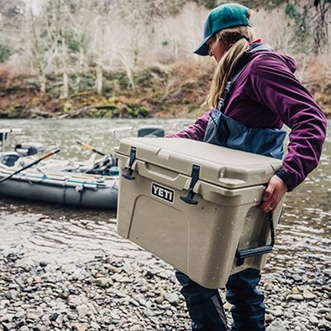 Get ready to stay frosty this summer with the Yeti Tundra 35 cooler. The YETI Tundra 35 is portable enough for one person to haul while still having an impressive carrying capacity of up to 20 cans with a recommended 2:1 ice-to-contents ratio. 🥶 Hunting Shop, Yeti Tundra, Camping Coolers, Yeti Cooler, Yeti Coolers, Ice Chest, Portable Cooler, Down The River, Gear Bag