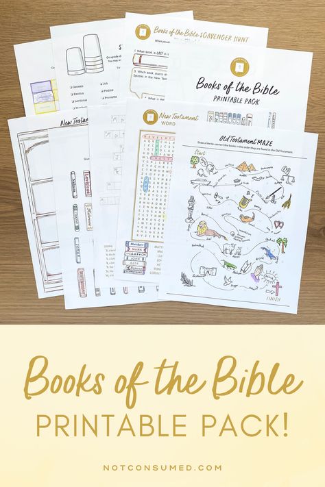 This books of the Bible printable pack will help your kids memorize the books of the Bible and make connections in God's Word! Books Of The Bible Printable, Bible Homeschool, The Books Of The Bible, Bible Worksheets, New Testament Books, Bible Activities For Kids, Bible Printables, Bible Study For Kids, Bible Crafts For Kids