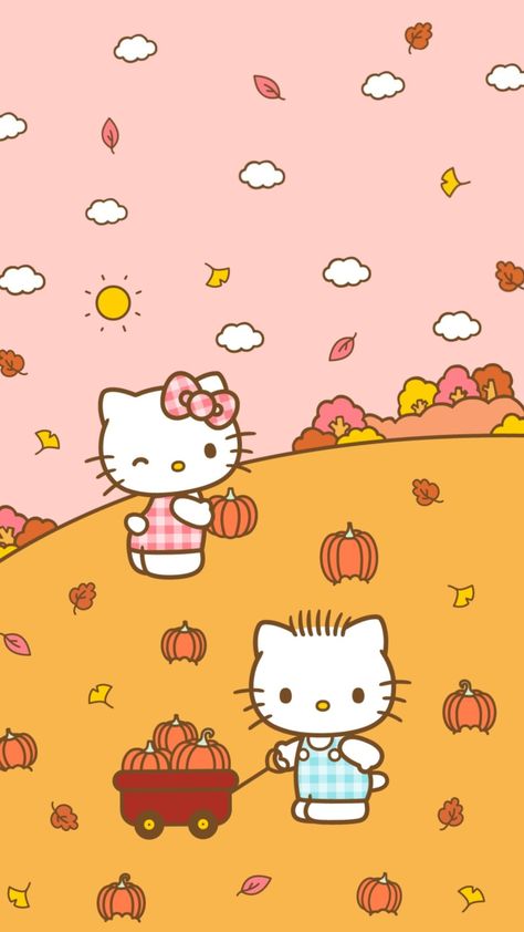 fall hello kitty wallpaper 🍁 #fall #hellokitty #hellokittywallpaper #autumn #fallwallpaper #sanrio #halloween Fall Hello Kitty Wallpaper, Fall Hello Kitty, Pink Hello Kitty Wallpaper Iphone, Hello Kitty Halloween Wallpaper, Sanrio Halloween, Autumn Phone Wallpaper, Pink Wallpaper Ipad, Wallpaper Fall, Walpaper Hello Kitty