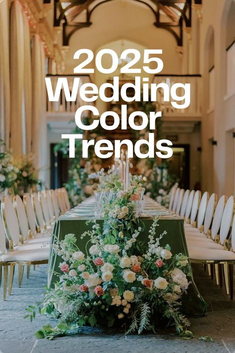 2025 wedding color trends, wedding colors for 2025 and 2026 weddings, wedding trends, wedding color palette Wedding Color Pallete 2025, Wedding Colours Ideas 2025, Different Wedding Vibes, 2025 Wedding Trends Floral, Color For Wedding Ideas, Trending Wedding Colors For 2025, August Mountain Wedding Colors, Pantone Trends 2025, Different Wedding Colors