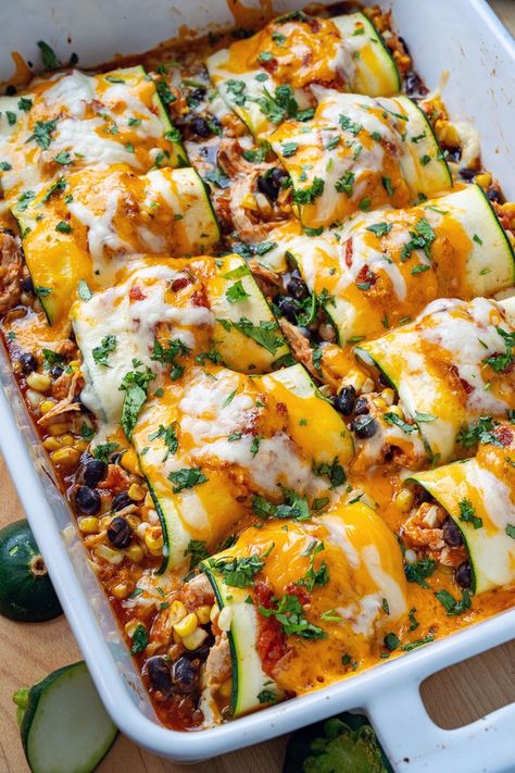 Zucchini Enchilada Roll Ups Apple Breakfast Ideas, Enchilada Roll Ups, Gluten Free Casserole Recipes, Apple Baked Oatmeal, Desserts In A Cup, Sweet Potato Baby Food, Zucchini Enchiladas, Zucchini Lasagne, Zucchini Rolls