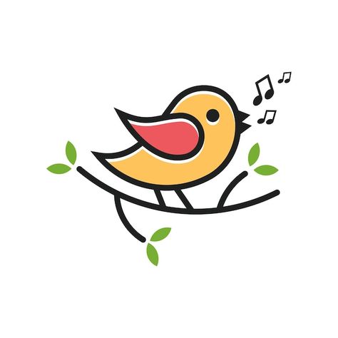 Outline Logo Design, Singer Logo, Bird Icon, Music Bird, Song Singing, Music Sign, Music Graphics, Nature Icon, Bird Singing