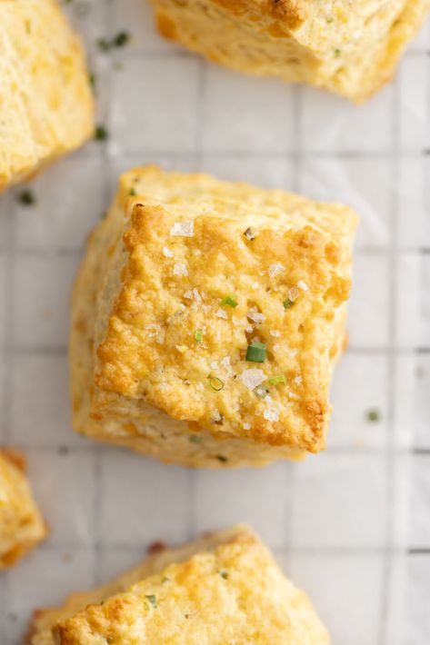 Cheddar Chive Scones - Broma Bakery Cheddar Scallion Scones, Cheddar And Chive Scones, Cheddar Chive Scones, Chive Scones, Ice Cream Muffins, Cheddar Scones, Basic Scones, Bread Photography, Breakfast Scones