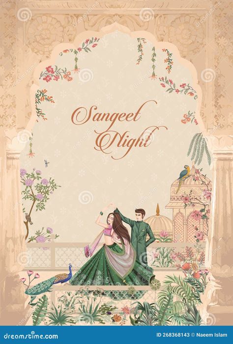 Sangeet Night Invitation Card, Sangeet Night Invitation, Sangeet Template, Mughal Wedding, Indian Invitation Cards, Digital Wedding Invitations Design, Sangeet Night, Wedding Card Design Indian, Indian Wedding Invitation Card Design