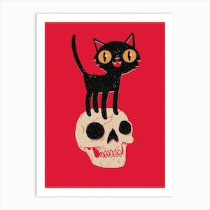 Check out this product I found on Fy!: 'Look What The Cat Dragged In Art Print' by DinoMike Haunted Dollhouse, Cat Merchandise, Cat Art Print, Design Board, Mexican Art, Halloween Prints, Flip Book, Halloween Cat, Pigment Ink