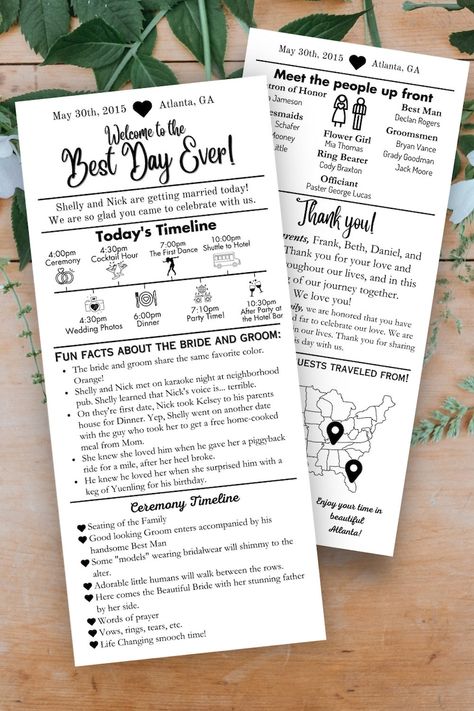 Wedding Program Template, Unique Wedding, Printable Wedding Program, Modern Wedding, Long Wedding Program, Wedding Timeline - Etsy Creative Wedding Programs, Wedding Program Examples, Wedding Booklet, Fun Wedding Programs, Modern Wedding Program, Rustic Wedding Programs, Program Wedding, Unique Wedding Programs, Printable Wedding Programs