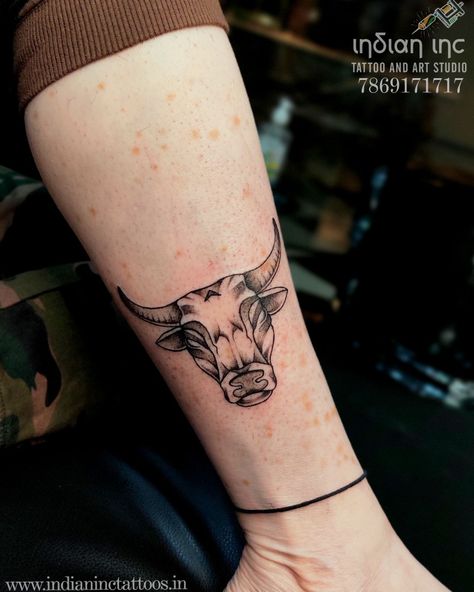 Bull Hand Tattoo For Women, Brahma Bull Tattoo, Bull In A China Shop Tattoo, Old School Bull Tattoo, Bull Tattoo Simple, Bull Tattoo Women, Bull Fighter Tattoo, Bull Tattoos Feminine, Bull With Flowers Tattoo