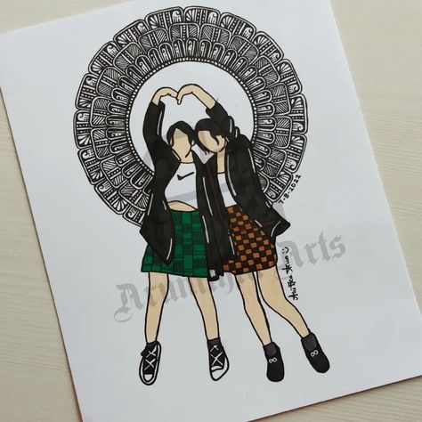 Happy Friendship Day 👭 Happy Friendship Day Drawing, Friendship Day Sketch, Drawing For Friendship Day, Friendship Day Mandala Art, Friendship Mandala Art, Friendship Day Drawing, Craft Pictures, Friendship Day Special, Friend Drawings