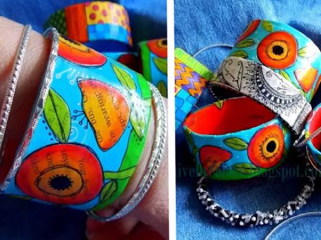 Crafts for Teens -- Mixed Media Bracelet Crafts For Teenagers, Paper Bracelets, Paper Bracelet, Diy Fashion Trends, Arts And Crafts For Teens, Mixed Media Jewelry, Diy Fashion Clothing, Halloween Crafts For Kids, Create Diy