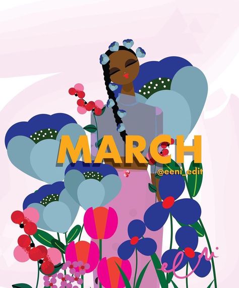 Girls Animation, Arts Month, African American Artwork, Gemini Girl, Happy March, Natural Hair Art, My Black Is Beautiful, Calendar Girls, Peace And Joy