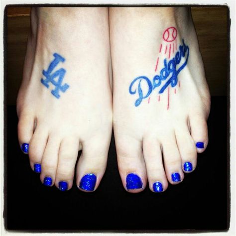 Dodgers Baby La Dodgers Tattoo For Women, Dodger Tattoos For Women, La Dodgers Tattoo, Dodger Tattoo, Dodgers Tattoo, Crip Bandana, Los Angeles Dodgers Tattoo, Pinterest Tattoo Ideas, Let's Go Dodgers