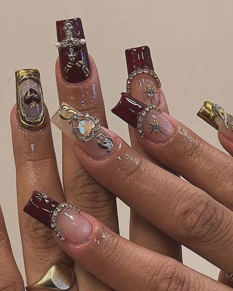 maximalist nail inspo #nails #nailinspo #maximalism #fashioninspo Maxamilist Nails, Maximalist Nails, Maximalist Aesthetic, Weird Style, Maximalist Style, Indie Jewelry, Dream Style, April 15, Cute Acrylic Nails