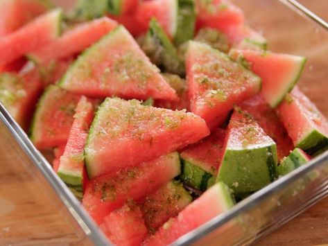 Watermelon Mini-Wedges with Lime Sugar | Pioneer Woman - what a fun way to serve watermelon! Tequila Soaked Watermelon, Cereal Chicken, Spiked Watermelon, Watermelon Wedges, Bunco Ideas, Ree Drummond Recipes, Afternoon Picnic, Watermelon Wedge, Wedges Recipe