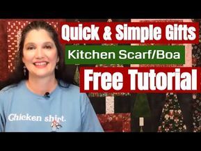 Quick & Simple Gifts - Kitchen Scarf/Boa, no pattern needed - YouTube Kitchen Boa Pattern Diy, Kitchen Scarf Towel Pattern Diy, Kitchen Boas Pattern Free, Kitchen Boas, Towel Boa, Kitchen Scarf, Kitchen Towels Diy, Dish Towel Crafts, Kitchen Boa