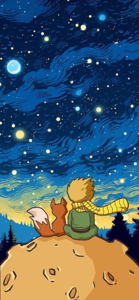 the little prince X starry night background The Little Prince Wallpaper, Little Prince Wallpaper, Starry Wallpaper, Le Petite Prince, True Love Wallpaper, Starry Night Background, Starry Night Wallpaper, Purple Quotes, Best Book Covers