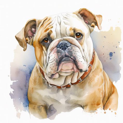 Get this digital art on a variety of art prints, products and merch on ArtPal. A beautiful watercolor painting of a bulldog dog portrait made using artificial intelligence, capturing the unique personality and features of man's best friend. Intricate details and vibrant colors bring the fur to life, while the eyes convey the dog's soulful nature. A stunning piece of art that celebrates the beauty of dogs. Dog Digital Art, Bulldog Art Print, Pet Portraits Photography, Pet Portrait Paintings, Dog Portraits Art, Bulldog Print, Portrait Watercolor, Animal Portraits Art, Bulldog Art