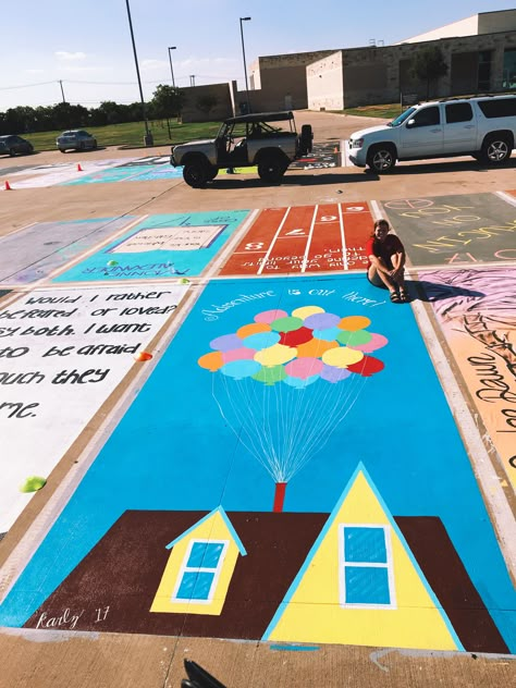 senior parking spot! Cute Parking Spot Painting Ideas, Painted Parking Spaces Ideas, Parking Lot Painting, Senior Year Fun, Senior Year Pictures, Parking Spot Painting, Spot Painting, Situational Awareness, Sidewalk Chalk Art