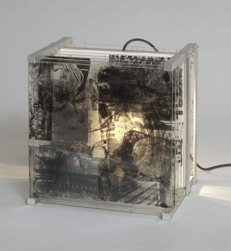 Robert Rauschenberg. Shades. 1964. Multiple with six lithographs on plexiglass panels: one mounted permanently and five interchangeably in a slotted aluminum frame, and illuminated by an intermittent light bulb. composition (each, irreg.): 14 x 14" (35.5 x 35.5 cm); other (panel): 14 x 14" (35.5 x 35.5 cm); other (box): 15 1/8 x 14 1/2 x 11 3/4" (38.4 x 36.8 x 29.9 cm). Universal Limited Art Editions, West Islip, New York. Universal Limited Art Editions, West Islip, New York. Gift of the ... Desert Terrain, Plexiglass Panels, Richard Diebenkorn, Robert Rauschenberg, Joan Mitchell, Layered Art, Modern Pop Art, Camille Pissarro, Mark Rothko