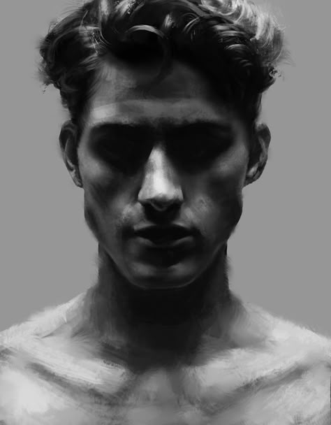 ArtStation - Tonal Practice, Wing Kin Ryan Chan Kin Ryan, High Contrast Photography, Shadow Portraits, Contrast Photography, Shadow Face, Face Drawing Reference, Portrait Lighting, Face Photography, Poses References