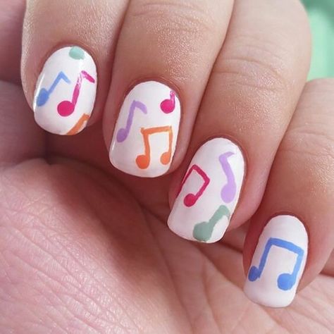 Music Note Nails, Music Nail Art, Teacher Nails, Music Nails, Kids Nail Designs, Spa Time, Music Quote, Band Nails, Tie Dye Nails