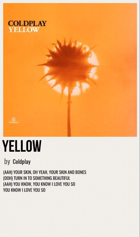 Yellow Coldplay Poster, Aesthetic Wand, Yellow By Coldplay, Yellow Coldplay, Coldplay Poster, Music Cards, Orange Things, Lauren Asher, Polaroid Posters