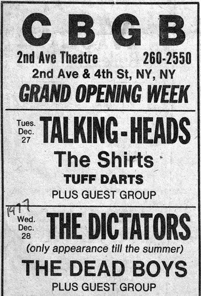 CBGBs Talking Heads/The Dictators Proto Punk, New Wave Music, 70s Punk, Vintage Concert Posters, Music Concert Posters, Rock Band Posters, Punk Poster, Music Flyer, Arte Punk