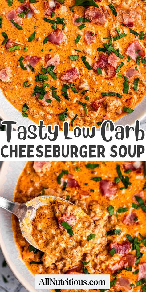 Low Carb Cheeseburger Soup Hamburger Soup Keto Low Carb, Gluten Free Low Carb Soup, Soup Protein Low Carb, High Protein Low Carb Bariatric Meals, Diabetics Friendly Recipes, Get Better Soup Recipes, Best Keto Soup Recipes, High Protein Meals For Diabetics, High Protien Dinner Recipes