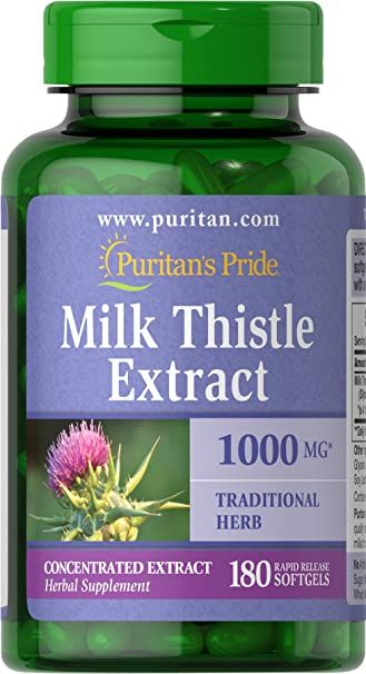 Amazon.com: Puritans Pride Milk Thistle 4:1 Extract 1000 Mg (silymarin) Softgels, 180 Count: Health & Personal Care Milk Thistle Benefits, Milk Thistle Supplement, Liver Support, Organic Milk, Liver Detox, Healthy Liver, Milk Thistle, Liver Health, Herbal Extracts