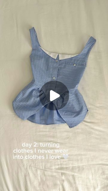 22K views · 4.7K likes | kaitlyn on Instagram: "Button-up shirt → Vivienne Westwood inspired top 🪐 Do you prefer the before or after?   #upcycling #upcycledfashion #upcycled #transformation #viviennewestwood #thriftflip #sewing #sewingproject #fashion" Sewing Projects Blouse, Button Up Top Pattern, Resewing Shirt, Diy Top From Shirt, Sewing Patterns Upcycling, Cool Upcycling Ideas, Thrift Flip Button Up, Button Up Shirt Diy Upcycling, Shirt To Top Diy