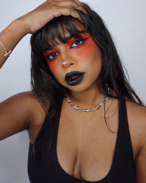 Fire Eyes, Orange Makeup, Orange Blush, Rave Makeup, Doe Eyes, Orange Sunset, Button Eyes, Goth Makeup, Rave Festival