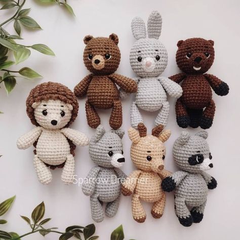 Forest Stuffed Animals, Woodland Creature Crochet Patterns Free, Woodland Nursery Crochet, Crochet Forest Animals Free Pattern, Woodland Creatures Crochet, Crochet Forest Animals, Nursery Forest Animals, Forest Crochet, Crochet Woodland