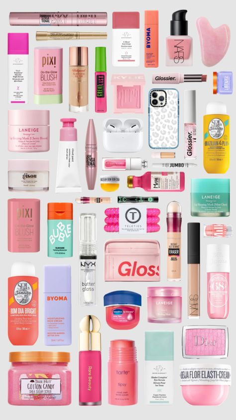 #preppy #makeup #skincare Wishlist Makeup And Skincare, Preppy Makeup Wishlist, Stuff To Get At Ulta, Makeup Preppy Products, Preppy Make Up Products, Skincare And Makeup Aesthetic, Girl Needs Products, Danish Pastel Makeup, Skincare Must Haves Products