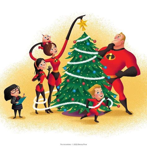 Christmas Aesthetic Movie, Pixar Christmas, Tinsel Ornaments, Movies Fanart, Spongebob Christmas, Disney Characters Christmas, Disney Incredibles, Violet Parr, Disney Pixar Characters