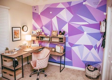 Galactic Purple Wall at home! Disney Basement, Purple Home Office, Disney At Home, Her Home Office, Organize Office, Violet Room, Disney Office, Basement Room, Disney Room Decor