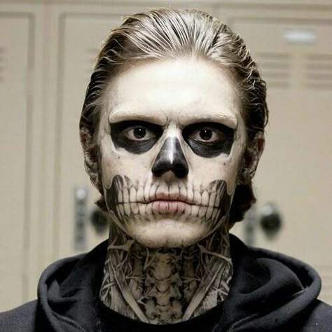 Evan Peters Tate Langdon, Evan Peters Tate, Langdon American Horror Story, Skeleton Makeup Ideas, Tate Langdon, Skeleton Makeup, Evan Peters, American Horror, American Horror Story