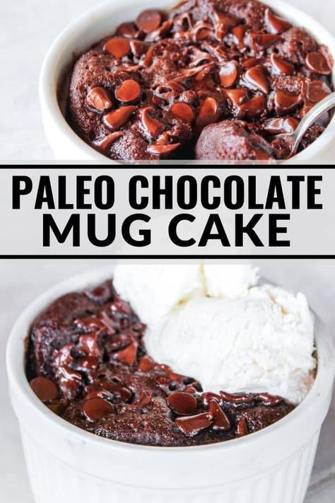 Paleo Mug Cake, Gooey Chocolate Cake, Chocolate Mug Cake, Paleo Baking, Clean Eating Desserts, Paleo Sweets, Chocolate Mug Cakes, Mug Recipes, Chocolate Mugs