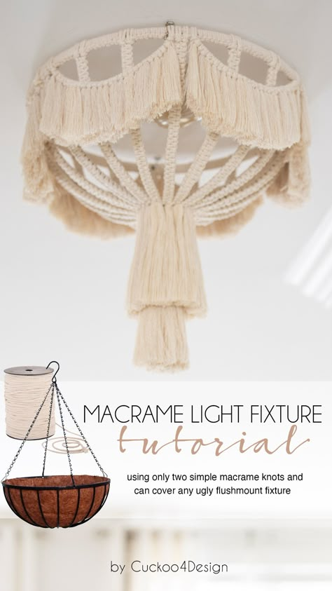 Macrame Light Fixture, Table Top Canopy, Macrame Light, Macrame Chandelier, Light Fixture Covers, Tassels Tutorials, Diy Luminaire, Macrame Lamp, Easy Macrame