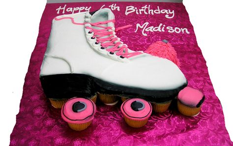 Roller Skate Cupcakes Roller Skate Pictures Ideas, Skate Cake, Roller Skate Cake, Childrens Cupcakes, Roller Skate Birthday Party, Skate Birthday Party, Roller Skate Birthday, Pull Apart Cupcake Cake, Shaped Cakes