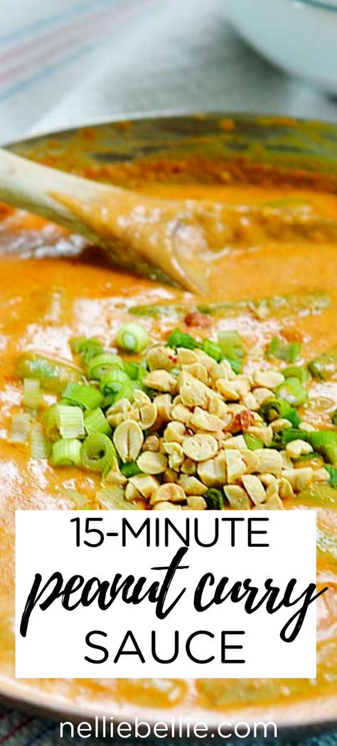 This peanut curry sauce is made up in only 15 minutes. A fantastic family dinner idea that is quick and easy! Add chicken or beef , if you like! #curry #peanut #dinneridea Peanut Coconut Curry, Peanut Curry Sauce, Easy Curry Sauce, Thai Peanut Curry, Fast Family Dinners, Curry Sauce Recipe, Peanut Butter Curry, Peanut Curry, Thai Peanut Sauce