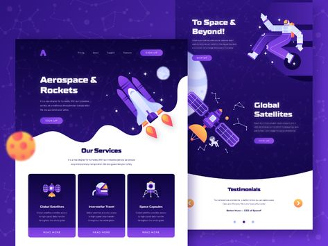 Space Startup Web Design by Samuel Oktavianus on Dribbble Space Header, Space Website Design, Web Design Background, Header Illustration, Startup Design, Landing Page Ui, Professional Web Design, Website Design Layout, Startup Company