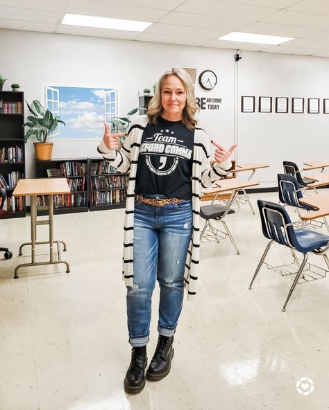 Teacher Jeans Outfit Fall, Straight Jeans With Dr Martens, Combat Boots Teacher Outfit, Rainy Day Outfit Dr Martens, Doc Martin Office Outfit, Docs And Jeans Plus Size, Dr Marten Teacher Outfit, Casual Friday Teacher Outfit Jeans, Doc Martens Outfit Teacher