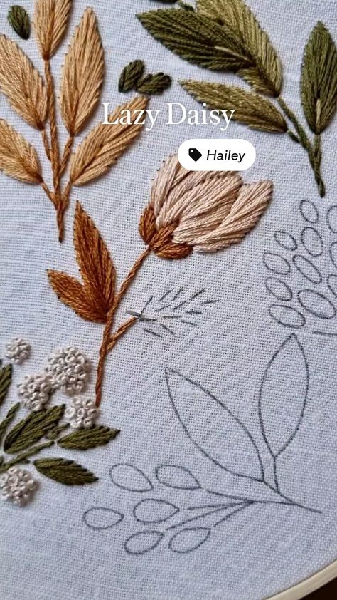 Lazy Daisy Hand embroidery for beginners Free Blanket Knitting Patterns, Printable Crochet Patterns, Hand Embroidery For Beginners, Basic Hand Embroidery Stitches, Knitting Patterns Free Blanket, Needlepoint Stitch, Diy Embroidery Designs, Hand Embroidery Patterns Flowers, Floral Embroidery Patterns