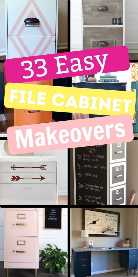 Decorating File Cabinets, Filing Cabinet Repurpose, Metal Cabinet Makeover, File Cabinet Redo, Painted File Cabinets, Filing Cabinet Organization, Wooden File Cabinet, Diy File Cabinet, 4 Drawer File Cabinet