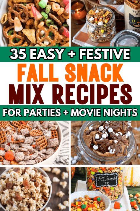 Snack Mixes With Popcorn, Bake Sale Snack Mixes, Kids Party Mix Snack, Chex Mix Recipes Thanksgiving, Fall Chex Mix Recipes Pumpkin Spice, Snack Mix For A Crowd Easy Recipes, Chec Mix Recipe Halloween, Chex Mix Thanksgiving Recipes, Autumn Snack Mix Recipe