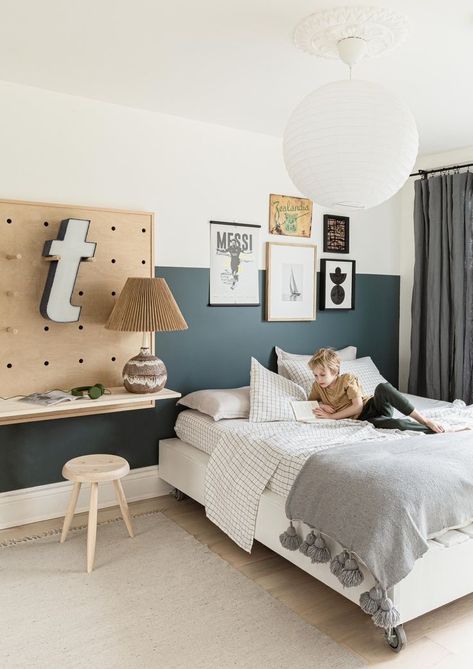 Nordic Blue Bedroom, 5 Year Boy Bedroom Ideas, Shared Room Layout, Small Boys Bedroom Ideas, Boys Room Paint Colors, Boy Bedroom Ideas, Kids Bedroom Makeover, Boys Bedroom Makeover, Big Boy Bedrooms