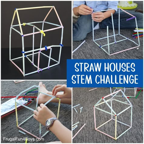 Relaxing Crafts, Back To School Stem, Construction Theme Preschool, Fall Stem Activities, First Grade Crafts, Straw House, Dinosaur Week, Afterschool Program, Stem Club