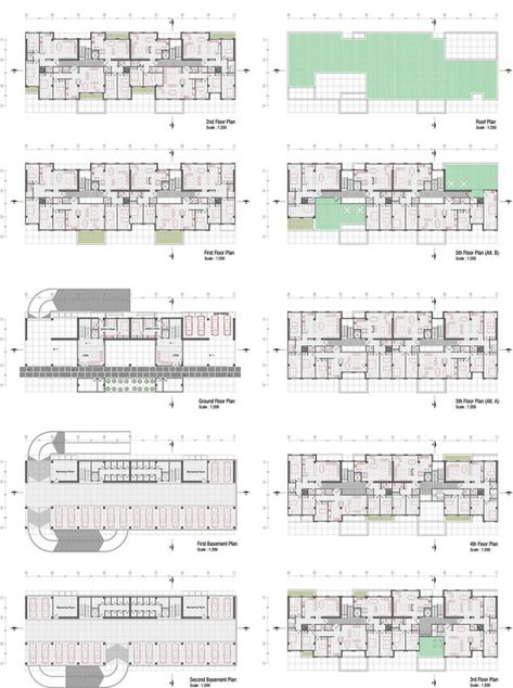 Mehrshahr Residential Complex Proposal / ContemporARchitectURban Designers Group,low rise plans Condominium Floor Plan, Parking Plan, Commercial Building Plans, Residential Building Plan, Residential Architecture Apartment, Hotel Floor Plan, Modern Residential Architecture, Modular Housing, Building Layout